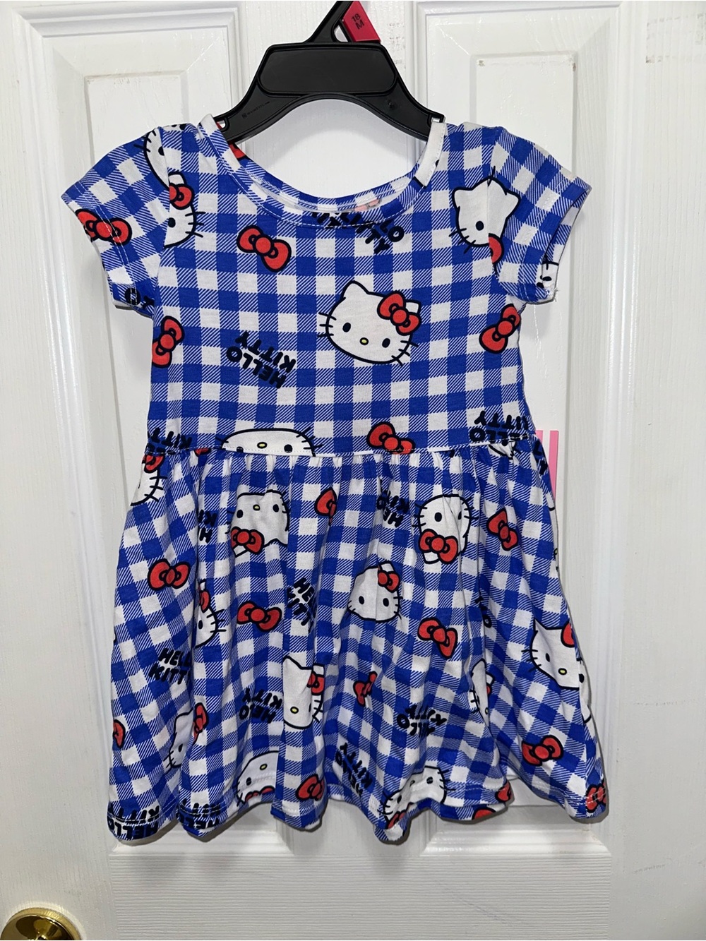Hello Kitty Blue and White Gingham Dress with Red Accents
